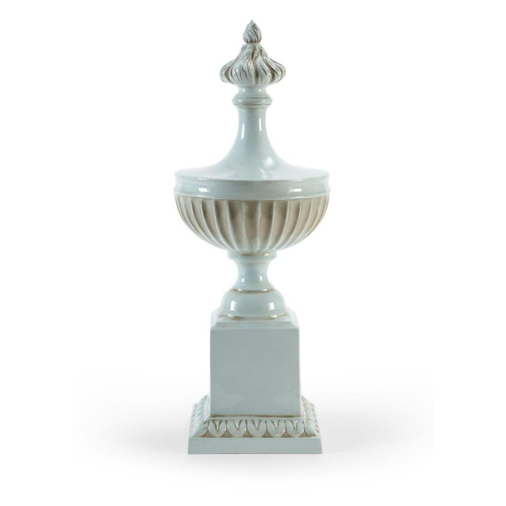Urn On Pedestal - Celadon