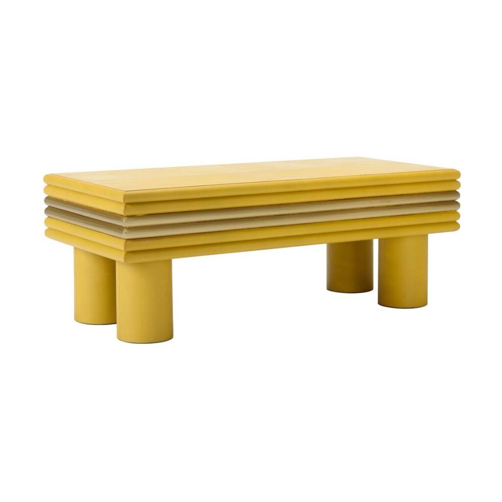 Coulter Leather Cocktail Table- Yellow