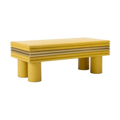 Coulter Leather Cocktail Table- Yellow