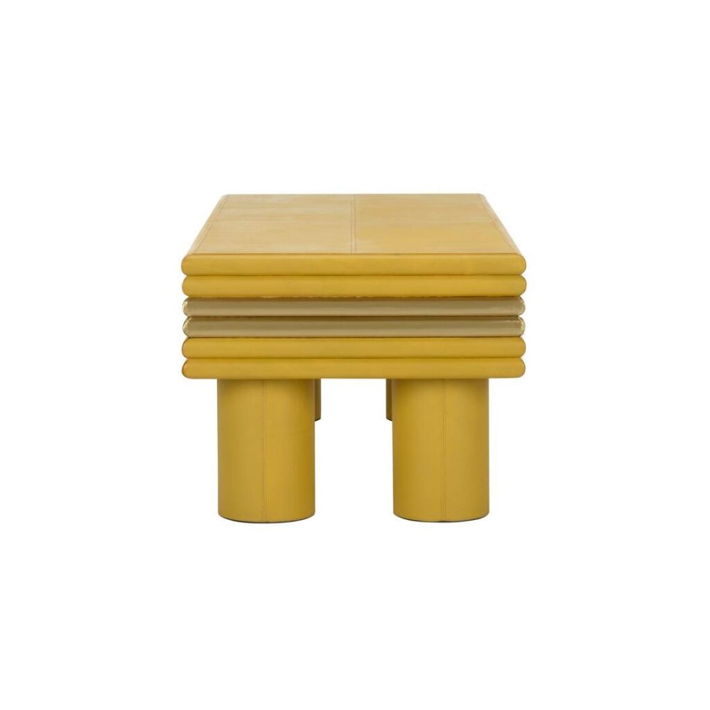 Coulter Leather Cocktail Table- Yellow - Image 3