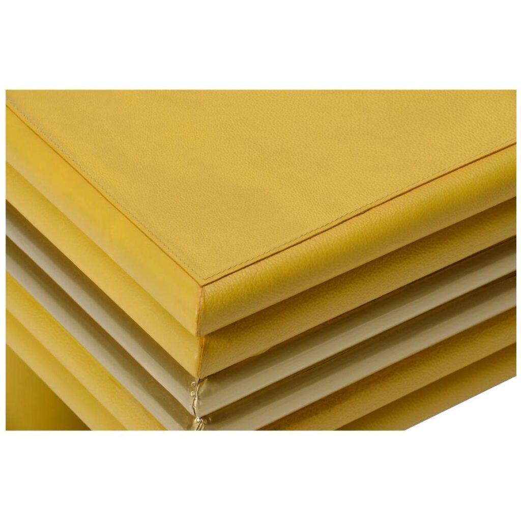Coulter Leather Cocktail Table- Yellow - Image 4