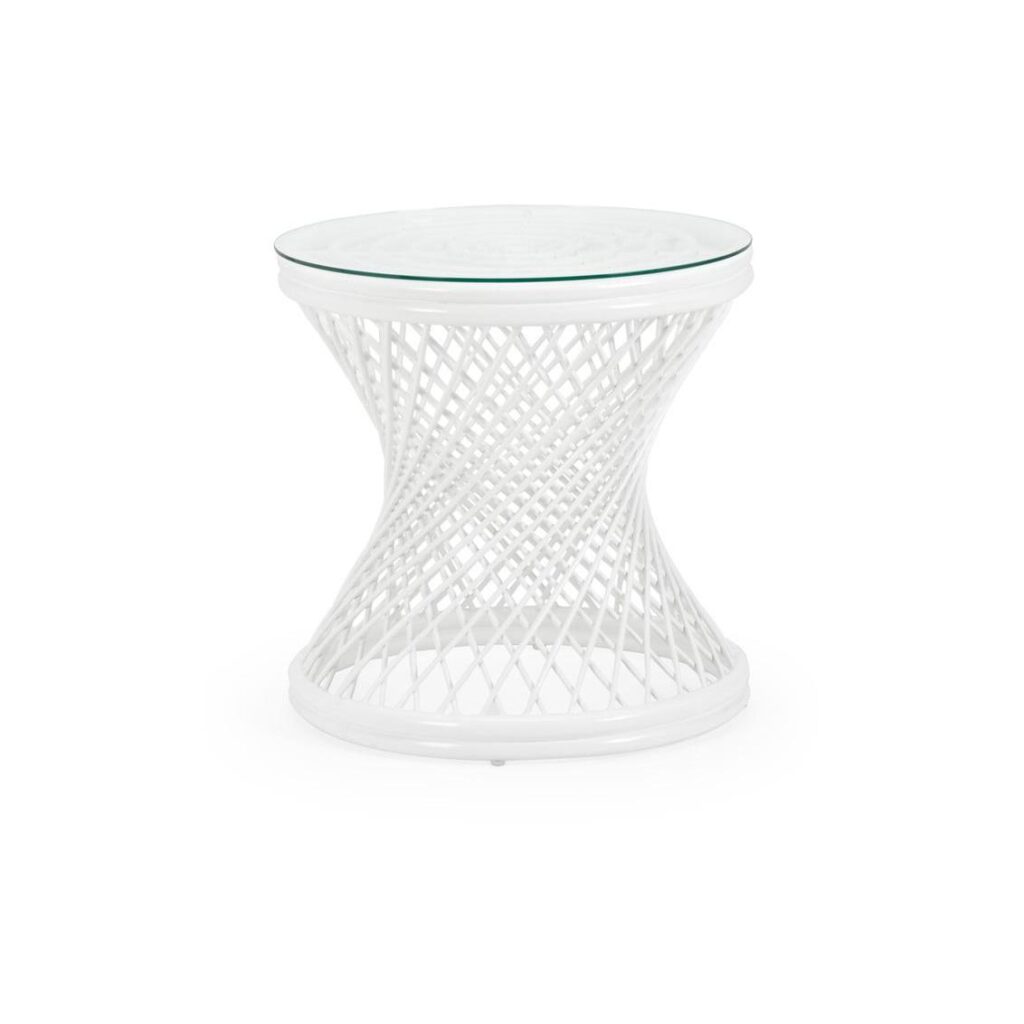 Rattan Side Table - White