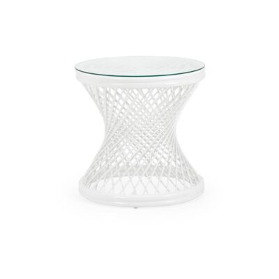 Rattan Side Table - White