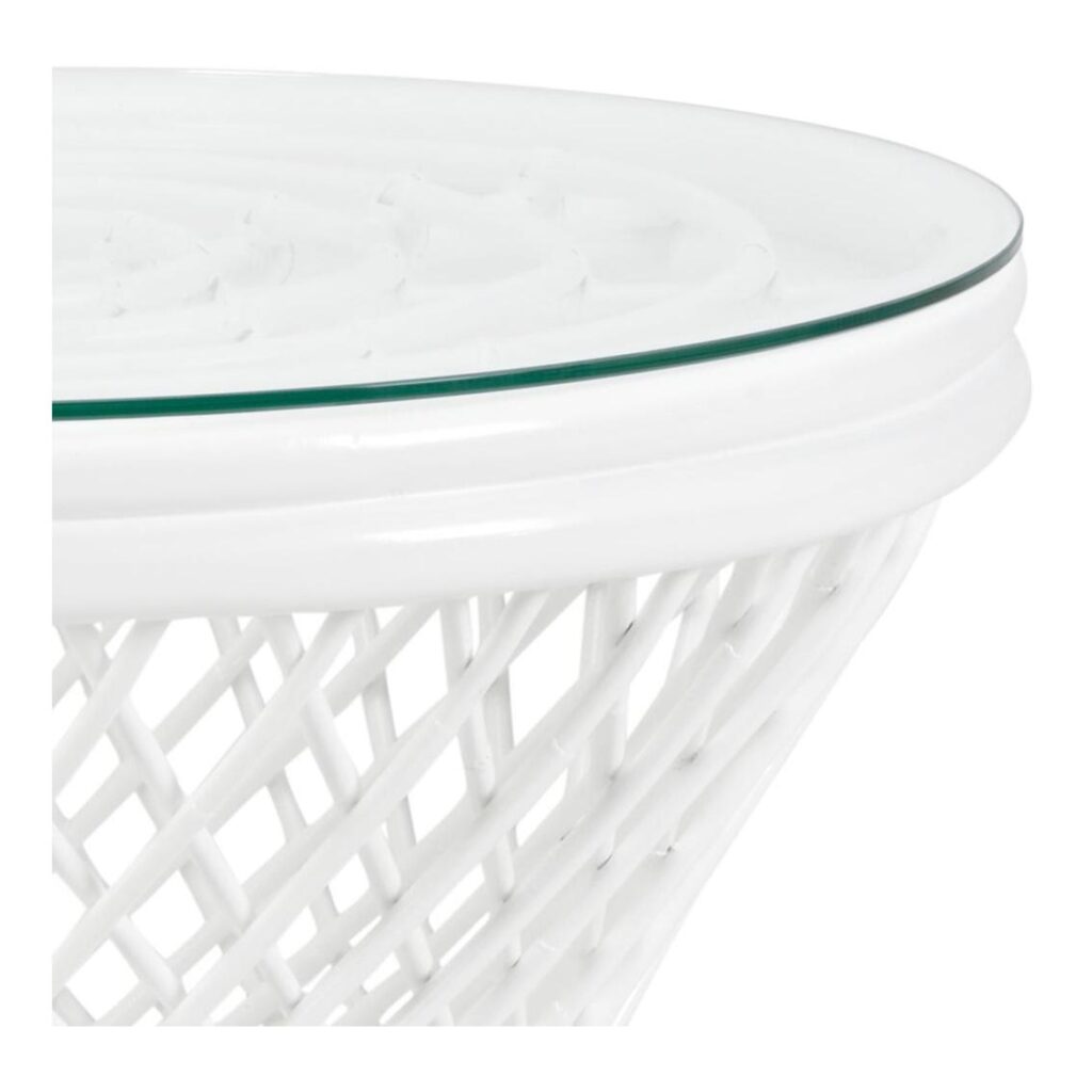Rattan Side Table - White - Image 2