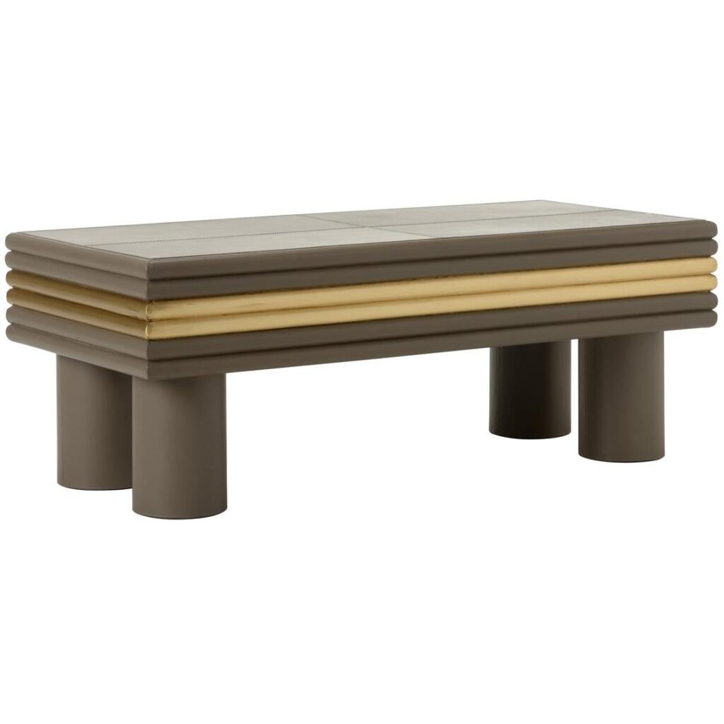Coulter Leather Cocktail Table - Gray