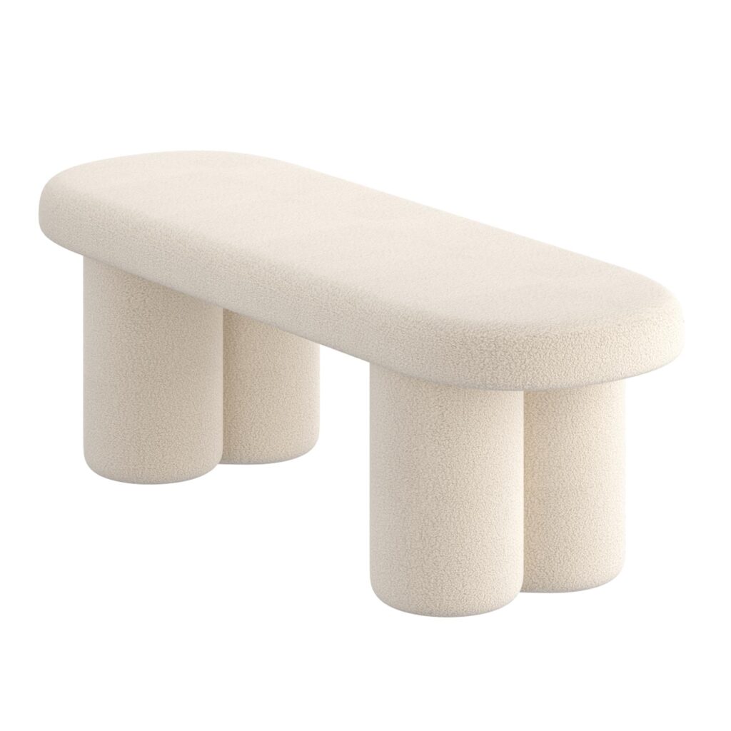 Azoro Bench in Cream Boucle - Image 3
