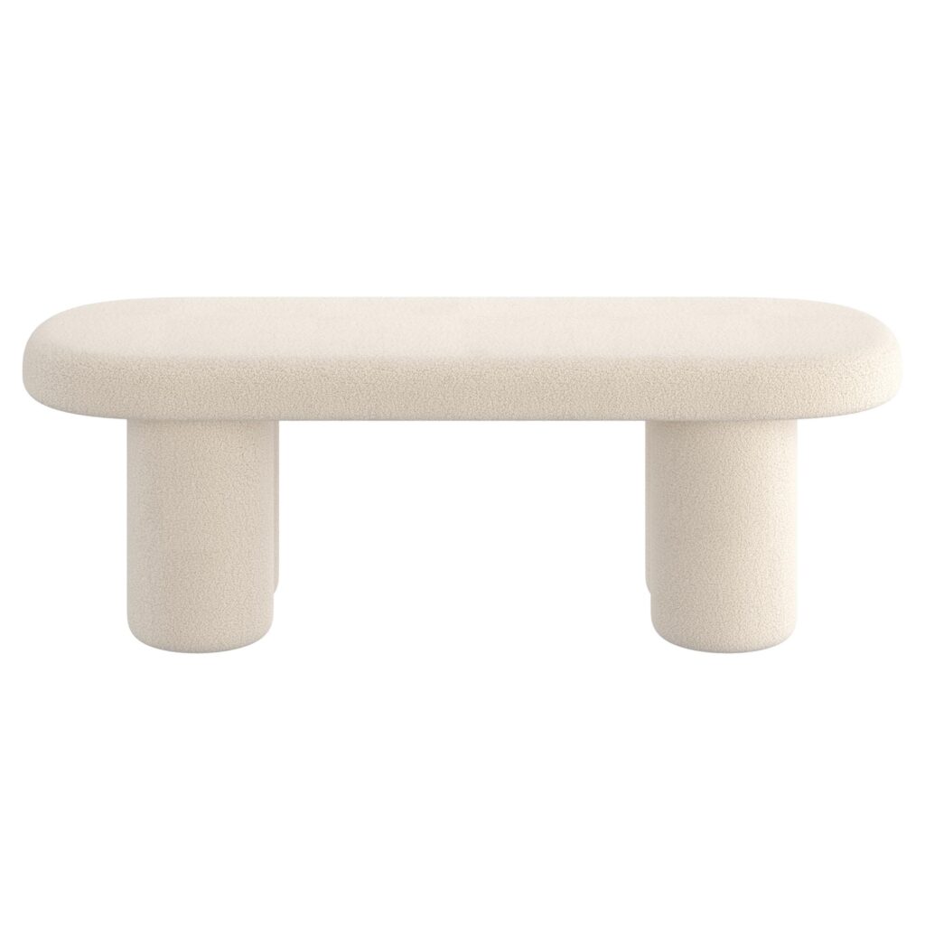 Azoro Bench in Cream Boucle - Image 5