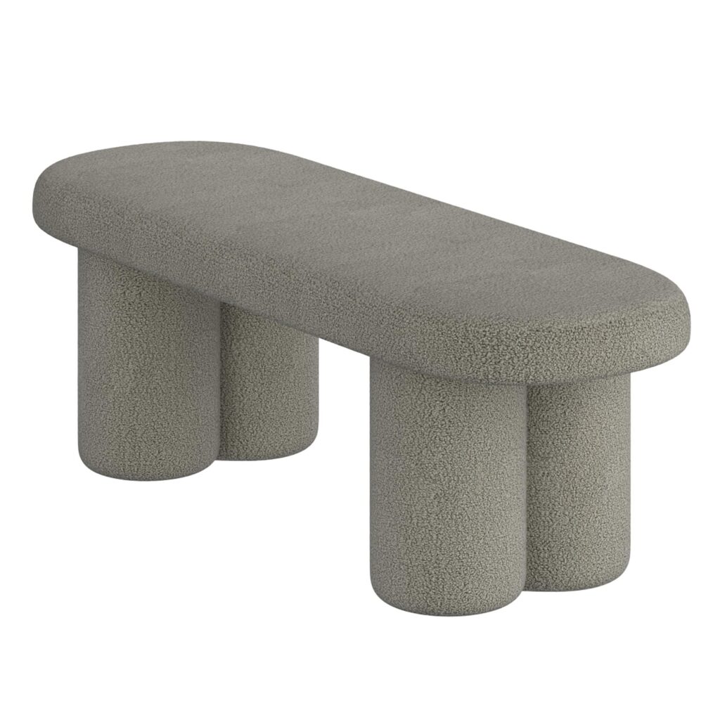 Azoro Bench in Warm Grey Boucle - Image 3