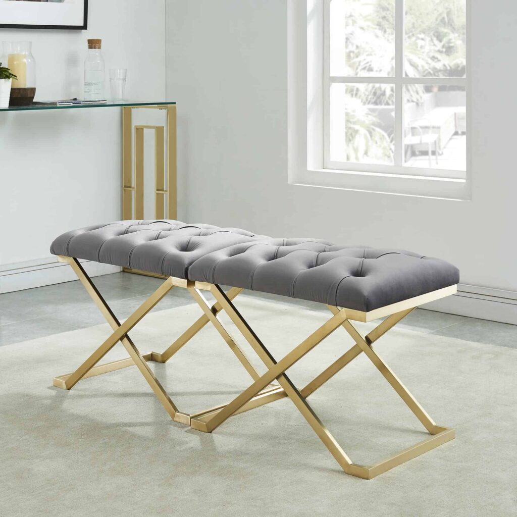 Rada Bench in Grey and Gold - Image 4