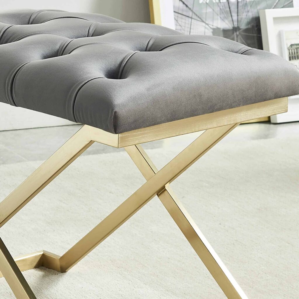 Rada Bench in Grey and Gold - Image 6