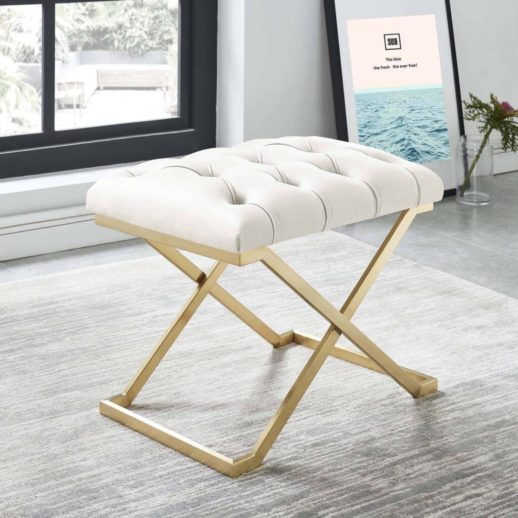 Rada Bench in Ivory and Gold 401-404IV 401 404IV 1