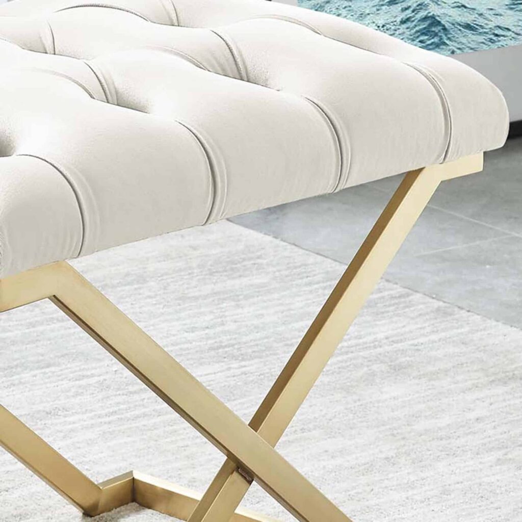 Rada Bench in Ivory and Gold 401-404IV 401 404IV 5