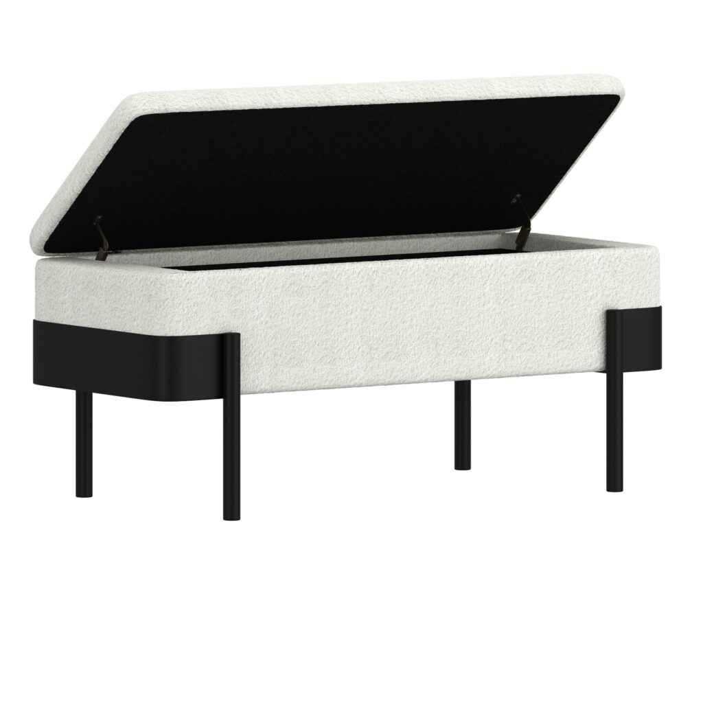 Odell Storage Bench in Ivory & Black - Image 3