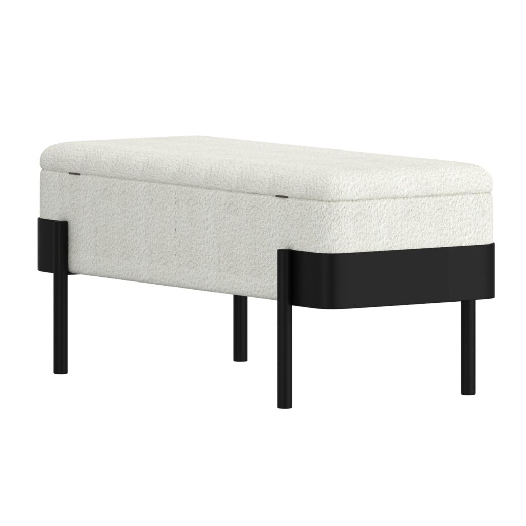 Odell Storage Bench in Ivory & Black - Image 6