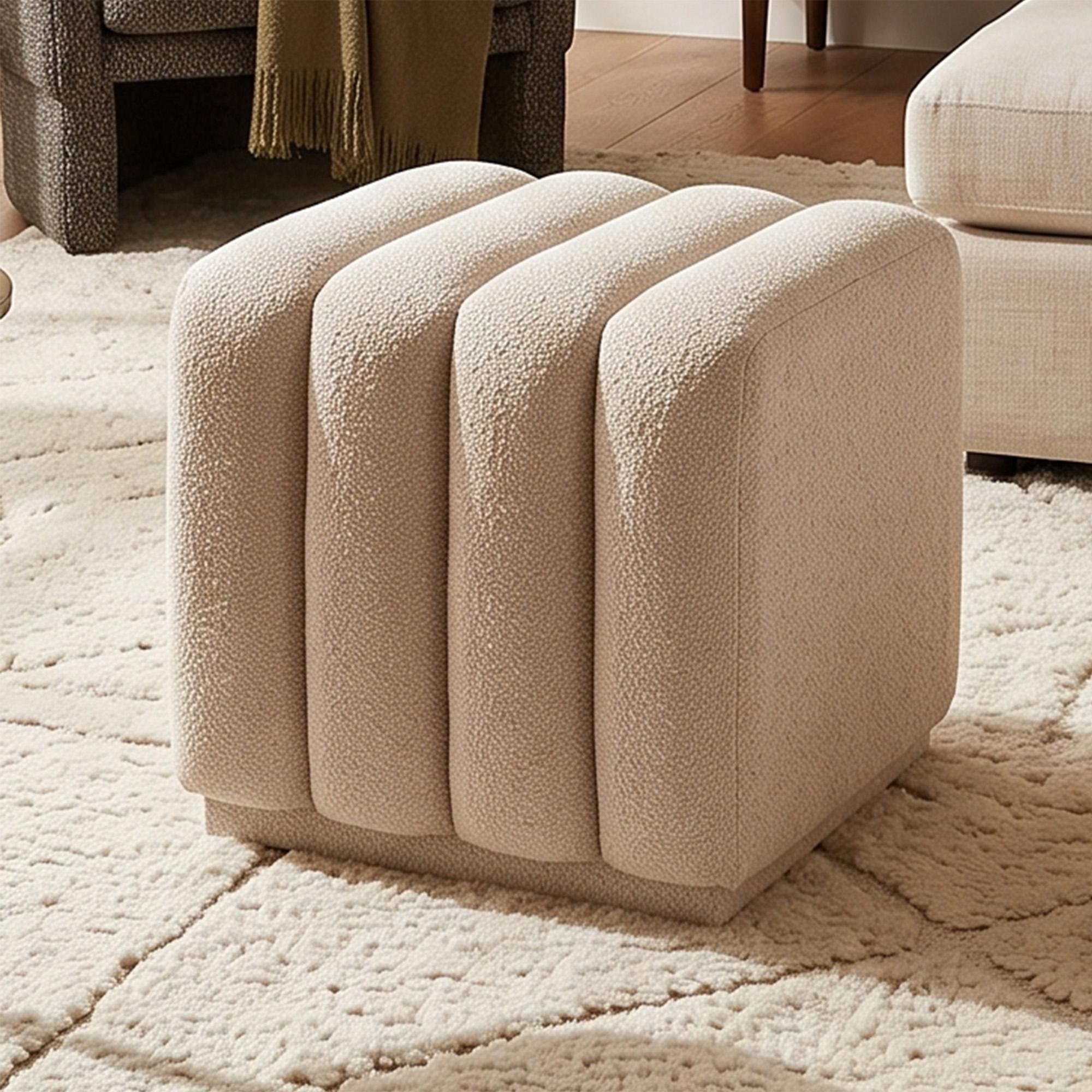 Pollo Square Ottoman in Oat 2 Pollo Square Ottoman in Oat - Image 2