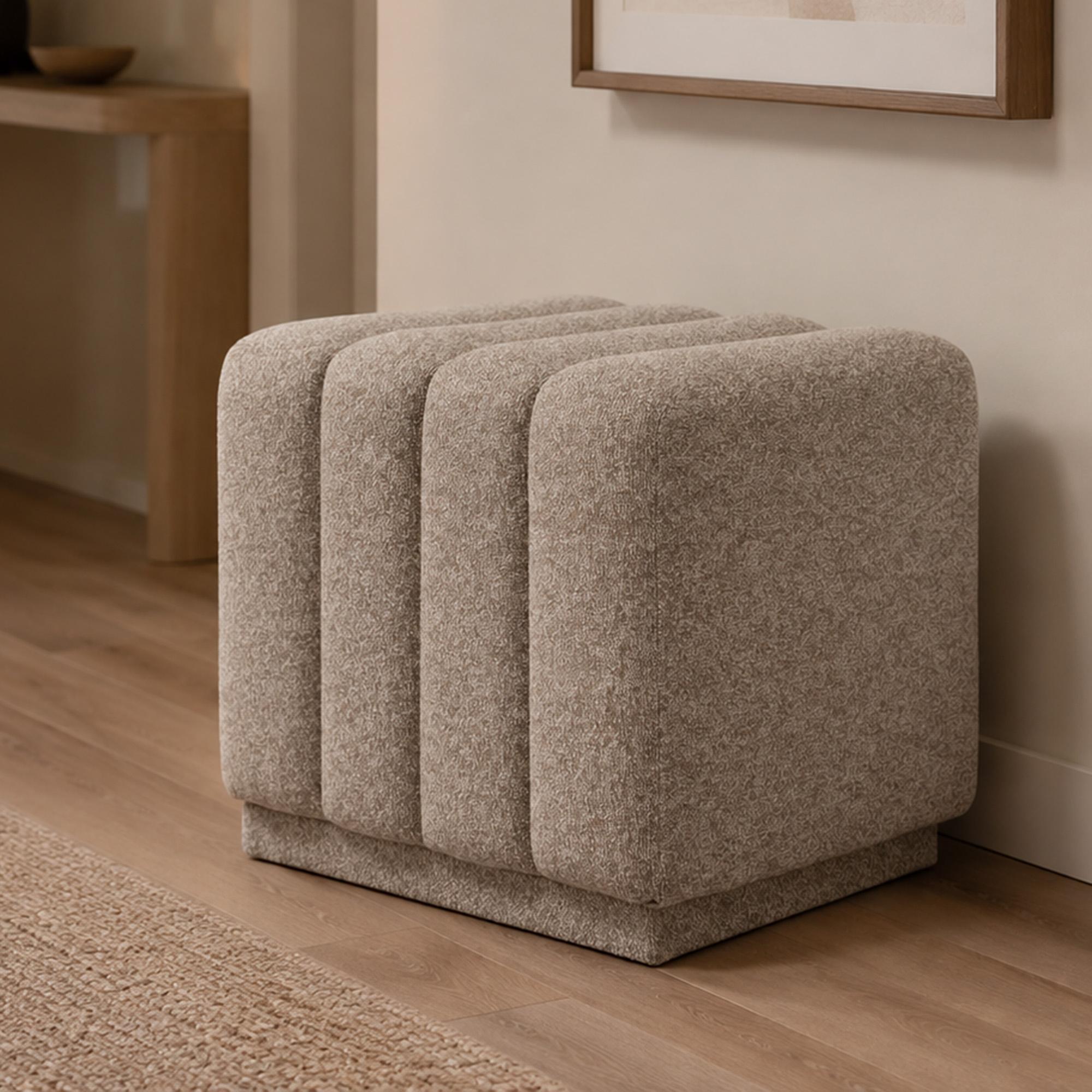 Pollo Square Ottoman in Stone 2 Pollo Square Ottoman in Stone - Image 2