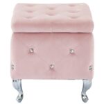Monique Square Storage Ottoman in Blush Pink and Chrome 402-130SM-BSH 402 130SM BSH 2