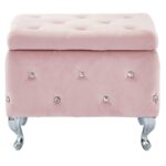Monique Square Storage Ottoman in Blush Pink and Chrome 402-130SM-BSH 402 130SM BSH 3