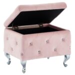 Monique Square Storage Ottoman in Blush Pink and Chrome 402-130SM-BSH 402 130SM BSH 4