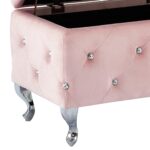 Monique Square Storage Ottoman in Blush Pink and Chrome 402-130SM-BSH 402 130SM BSH 6