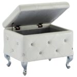 Monique Square Storage Ottoman in White and Chrome 402-130SM-WT 402 130SM WT 4