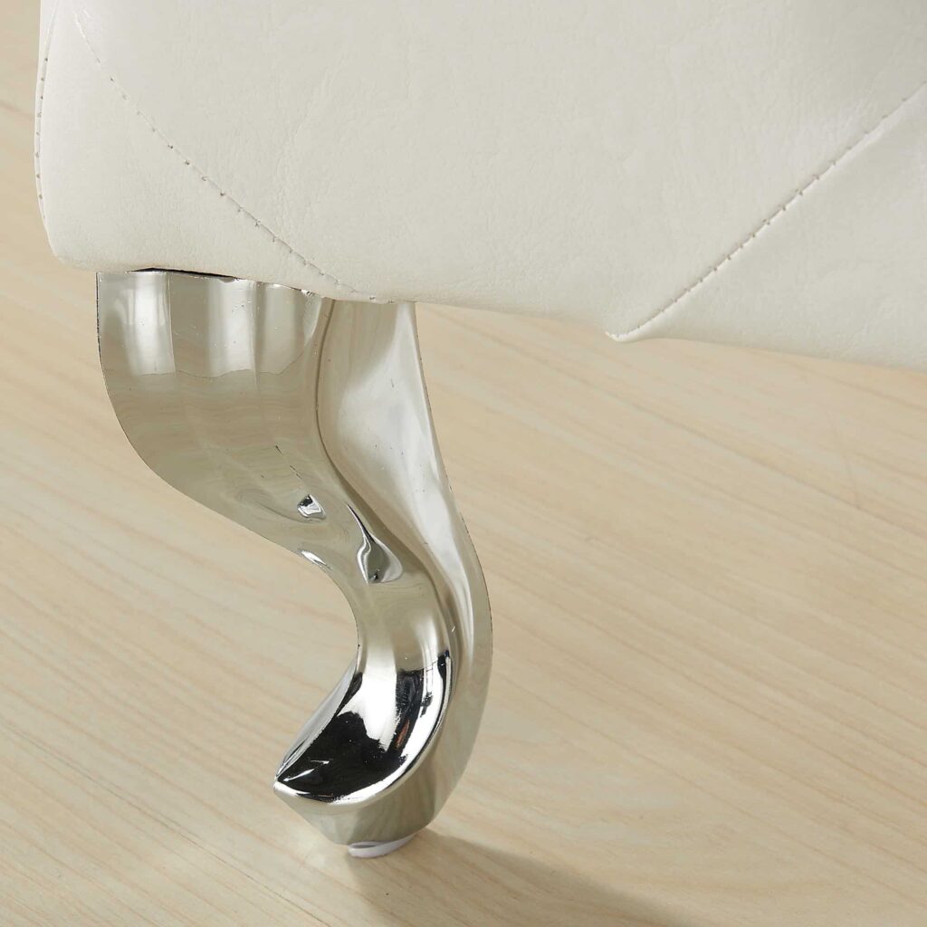 Monique Square Storage Ottoman in White and Chrome - Image 7