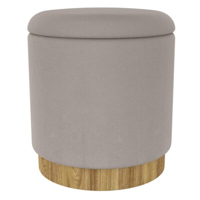 Alya Round Storage Ottoman in Warm Grey and Natural
