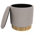 Alya Round Storage Ottoman in Warm Grey and Natural 402-131GY 402 131GY 2