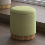 Alya Round Storage Ottoman in Sage and Natural 402-131SG 402 131SG 1