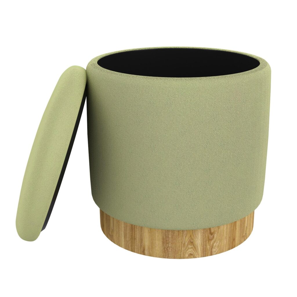 Alya Round Storage Ottoman in Sage and Natural - Image 3