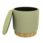 Alya Round Storage Ottoman in Sage and Natural 402-131SG 402 131SG 2