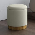 Alya Round Storage Ottoman in White and Natural 402-131WT 402 131WT 1