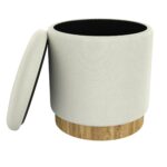Alya Round Storage Ottoman in White and Natural 402-131WT 402 131WT 2