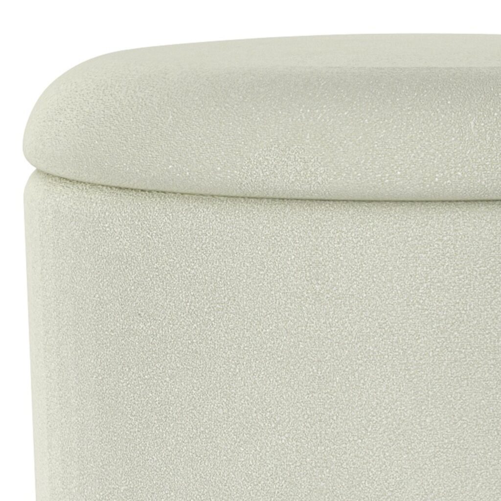 Alya Round Storage Ottoman in White and Natural - Image 4