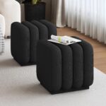 Rigel Small Square Ottoman in Black Boucle 402-133SM_BK 402 133SM BK 1
