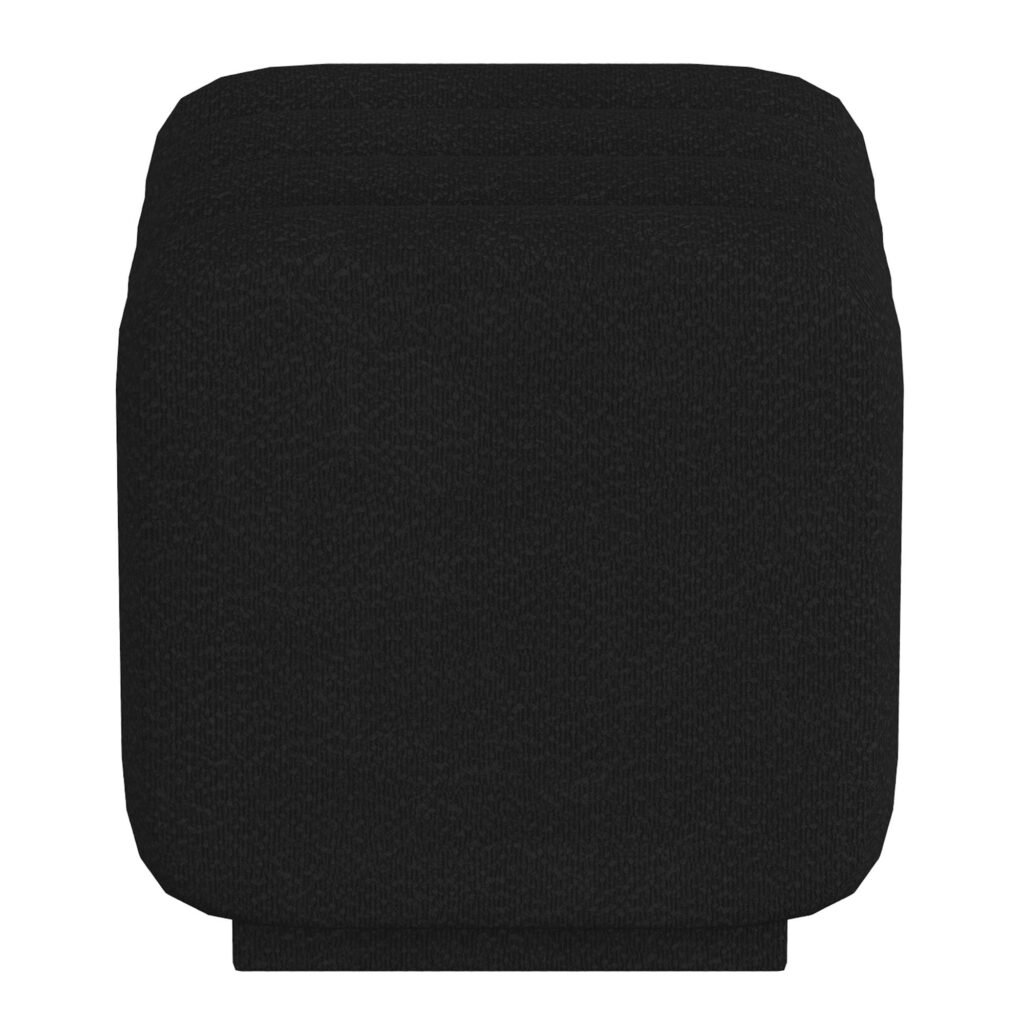 Rigel Small Square Ottoman in Black Boucle - Image 4