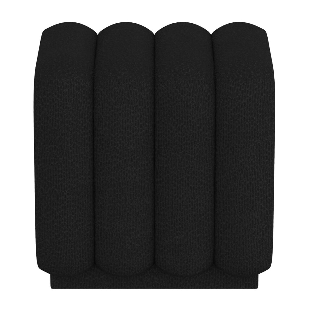 Rigel Small Square Ottoman in Black Boucle - Image 5