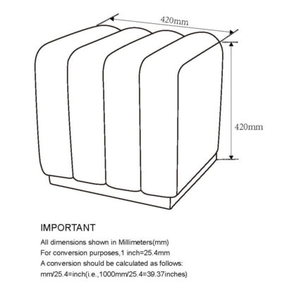 Rigel Small Square Ottoman in Black Boucle 402-133SM_BK 402 133SM BK LD