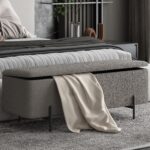 Erzo Storage Ottoman Bench in Warm Grey and Black 402-136GRY 402 136GRY 1