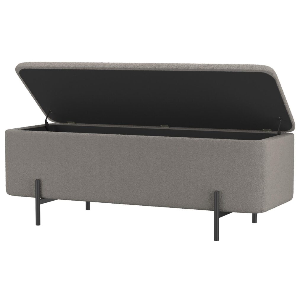 Erzo Storage Ottoman Bench in Warm Grey and Black - Image 3
