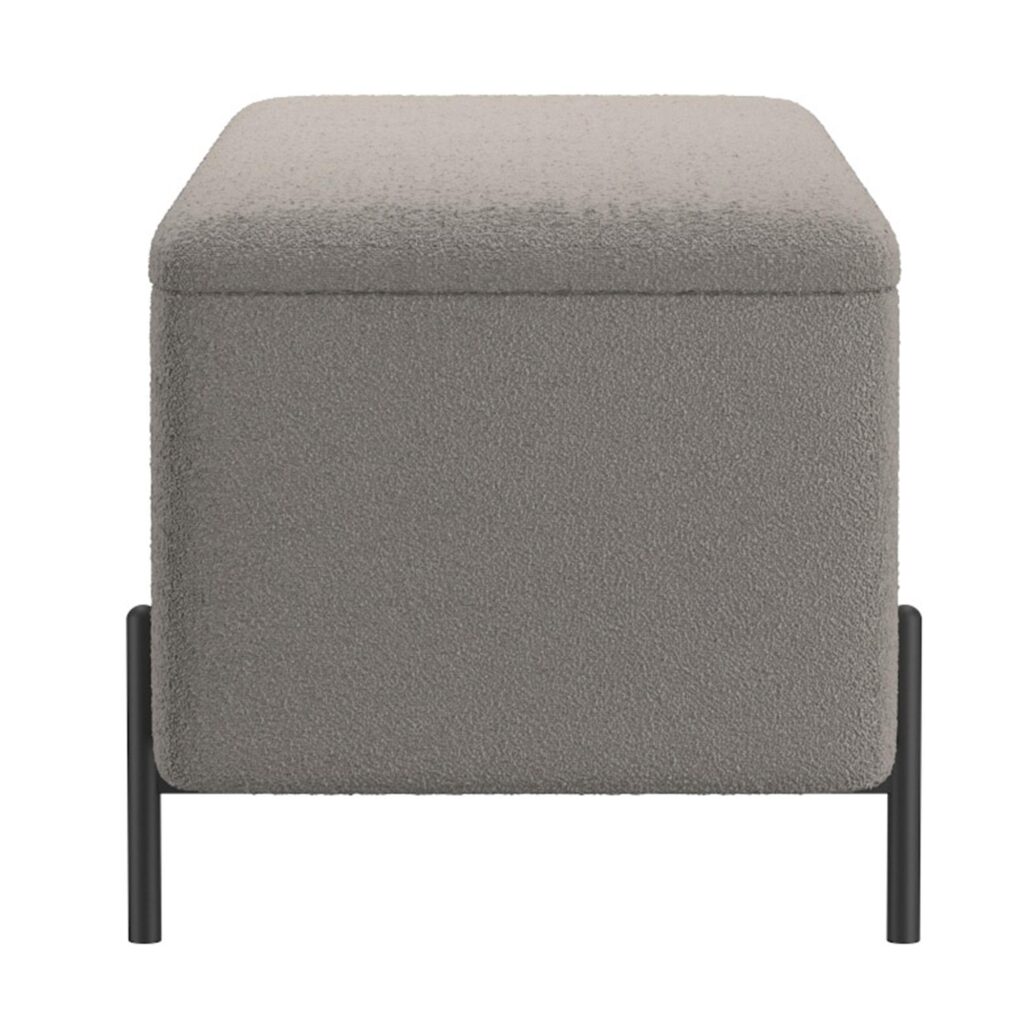 Erzo Storage Ottoman Bench in Warm Grey and Black - Image 4