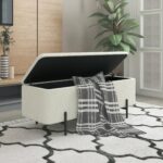 Erzo Storage Ottoman Bench in White and Black 402-136WT 402 136WT 1