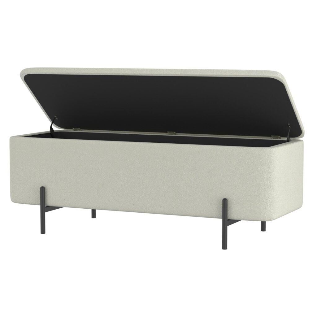 Erzo Storage Ottoman Bench in White and Black - Image 3