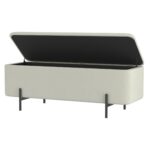 Erzo Storage Ottoman Bench in White and Black 402-136WT 402 136WT 2