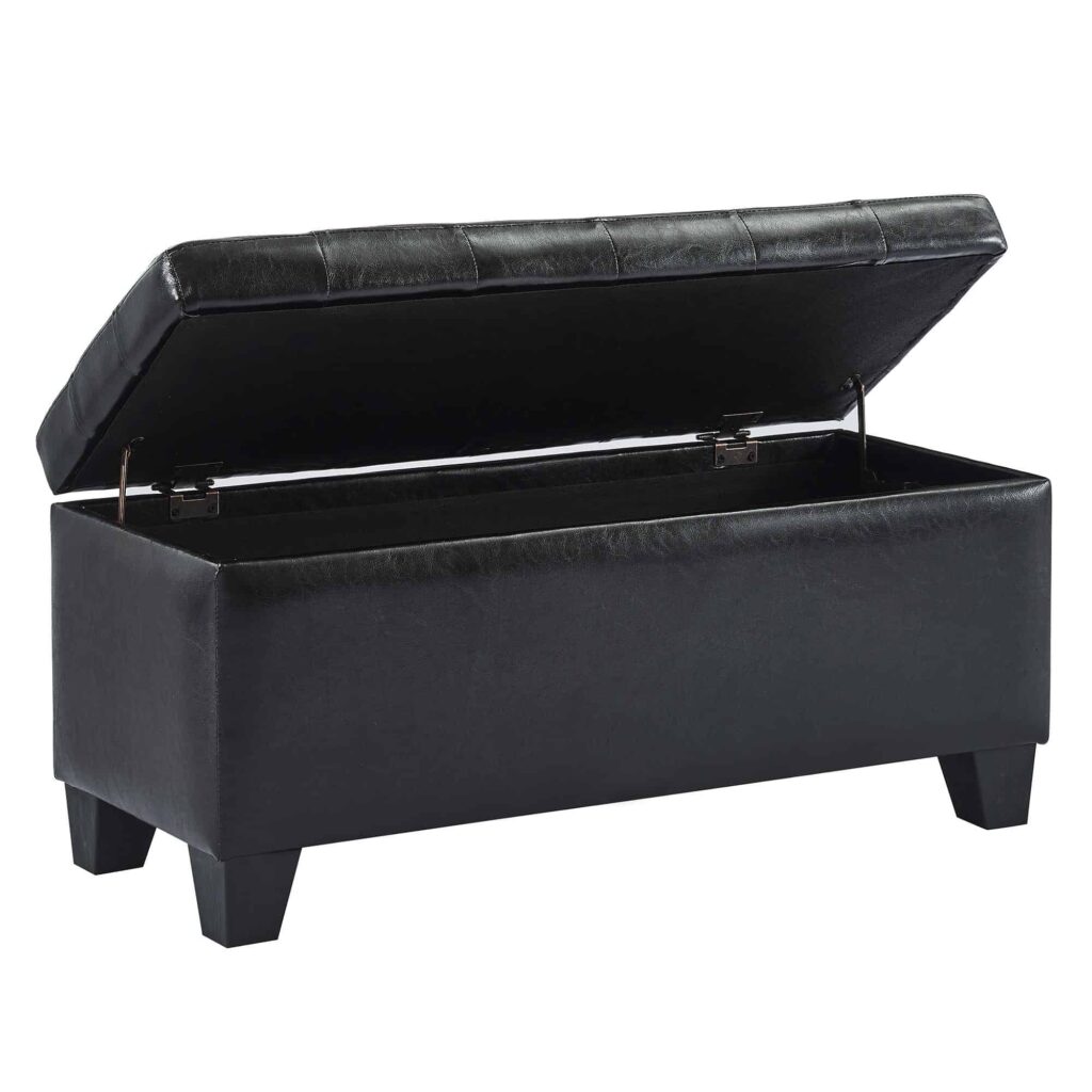 Winston Rectangular Storage Ottoman in Black - Image 3