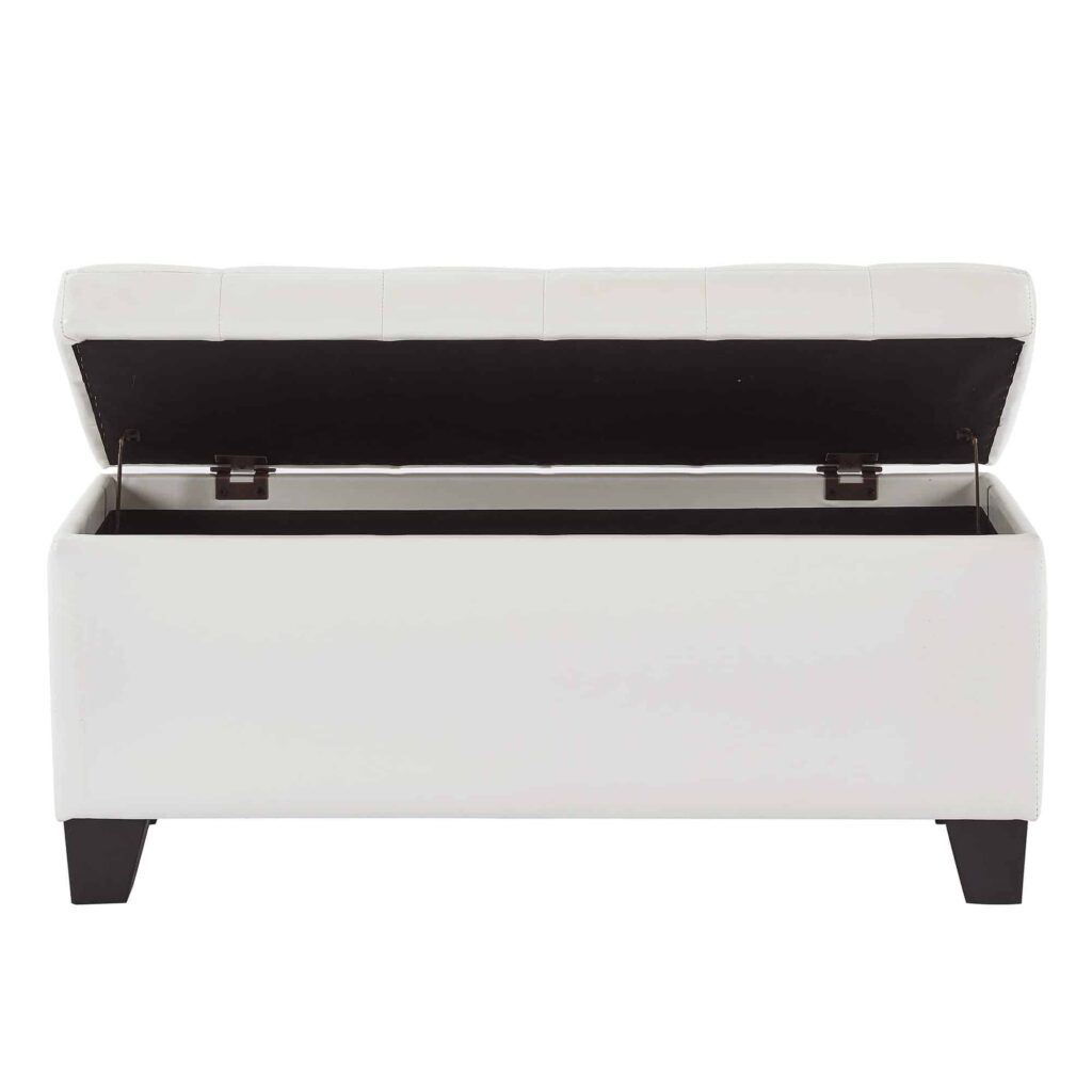 Winston Rectangular Storage Ottoman in White - Image 3