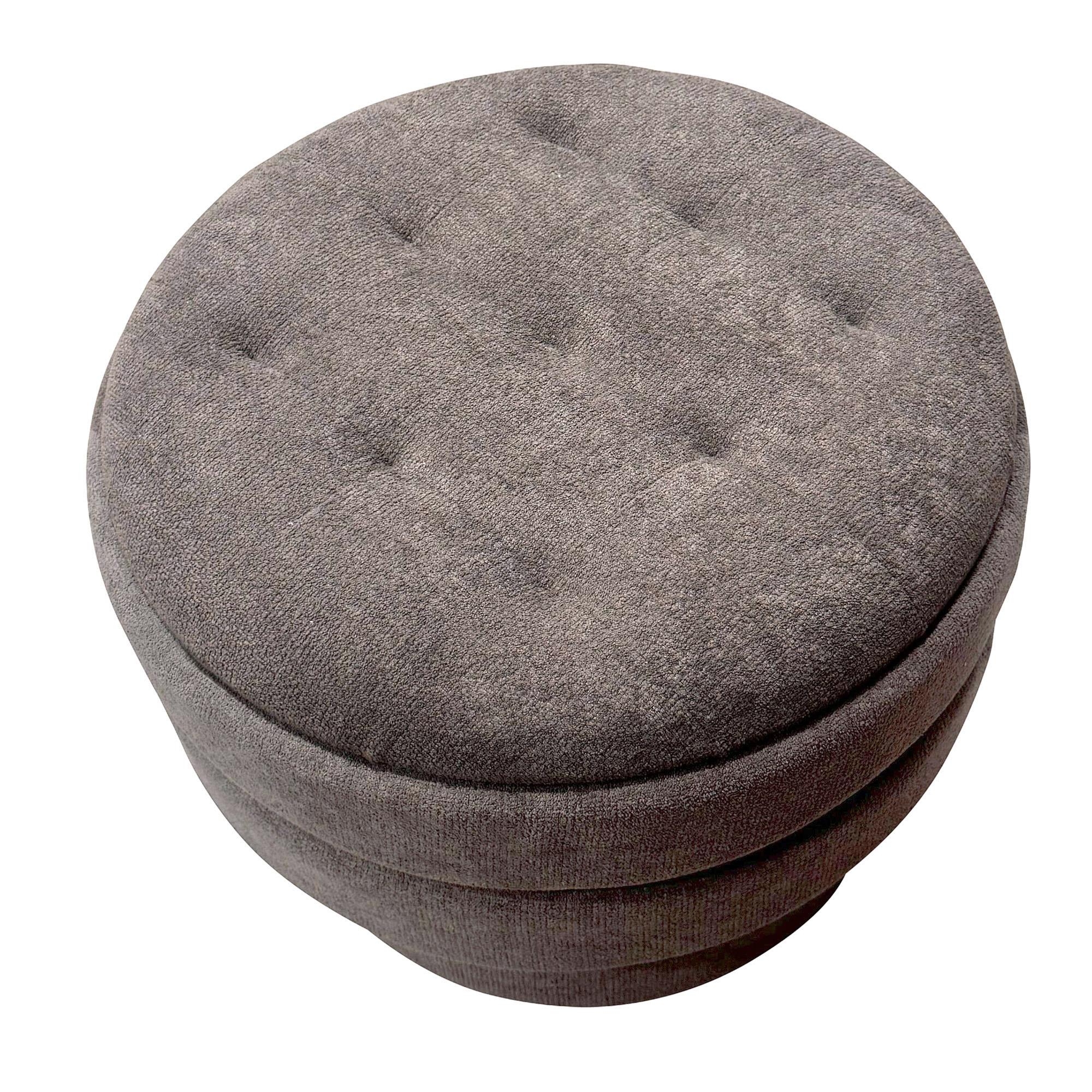 Kepler Round Storage Ottoman in Warm Charcoal 5 Kepler Round Storage Ottoman in Warm Charcoal - Image 5