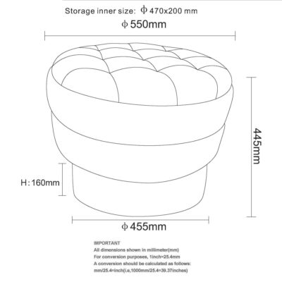 Kepler Round Storage Ottoman in Warm Charcoal 15 Kepler Round Storage Ottoman in Warm Charcoal 402-306WCH 402 306WCH LD