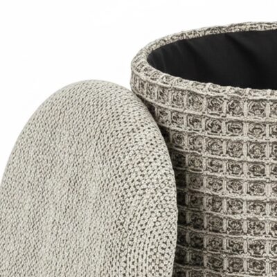 Indigo Round Storage Ottoman in Beige Charcoal 402-308BCH 402 308BCH 4