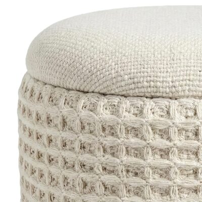 Indigo Round Storage Ottoman in Ivory 402-308IV 402 308IV 5